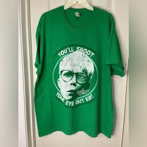 Gildan Green A Christmas Story ‘You’ll Shoot Your Eye Out ' T-shirt size XL